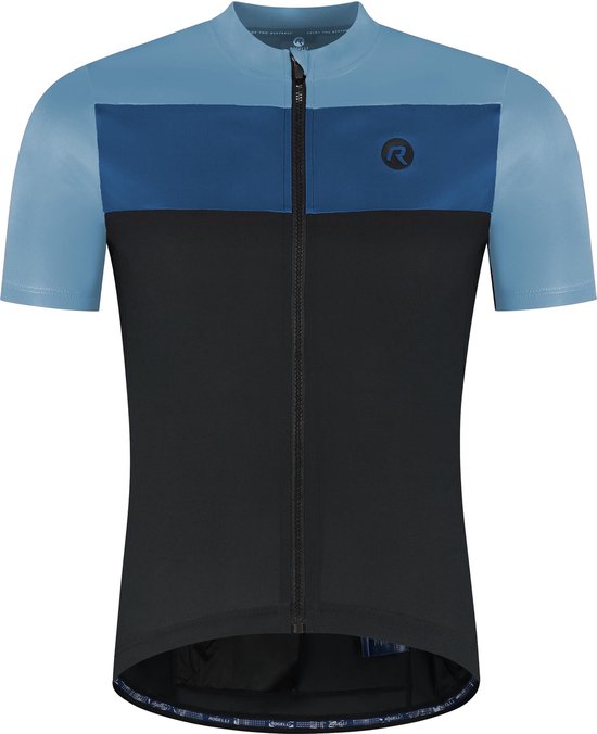 Maillot de cyclisme Rogelli Core Block Homme - Manches courtes - Zwart/ Blauw - Taille S