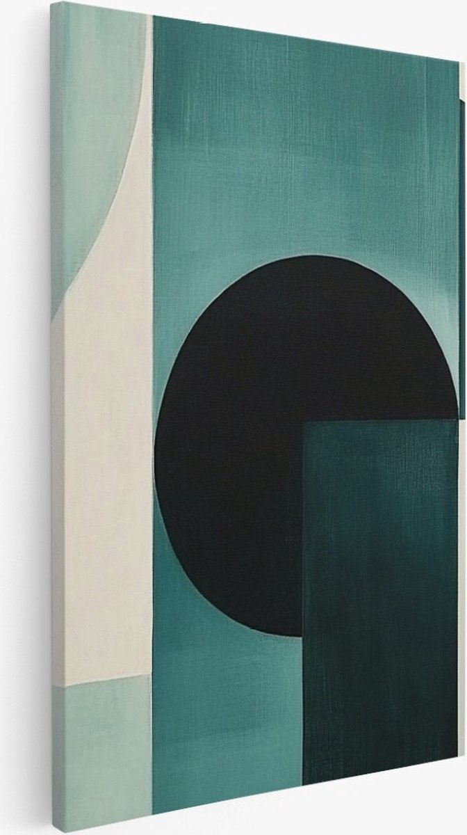 Saammp Canvas Schilderij - blauw cirkelvormig - Abstract - 30x45 - Foto op canvas - Wanddecoratie - Muurdecoratie Woonkamer - Slaapkamer decoratie - Canvas Print Multicolor