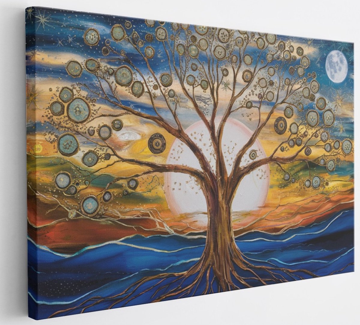 Saammp Canvas Schilderij - Spirutele boom - Abstract - 150x100 - Foto op canvas - Wanddecoratie - Muurdecoratie Woonkamer - Slaapkamer decoratie - Canvas Print Multicolor