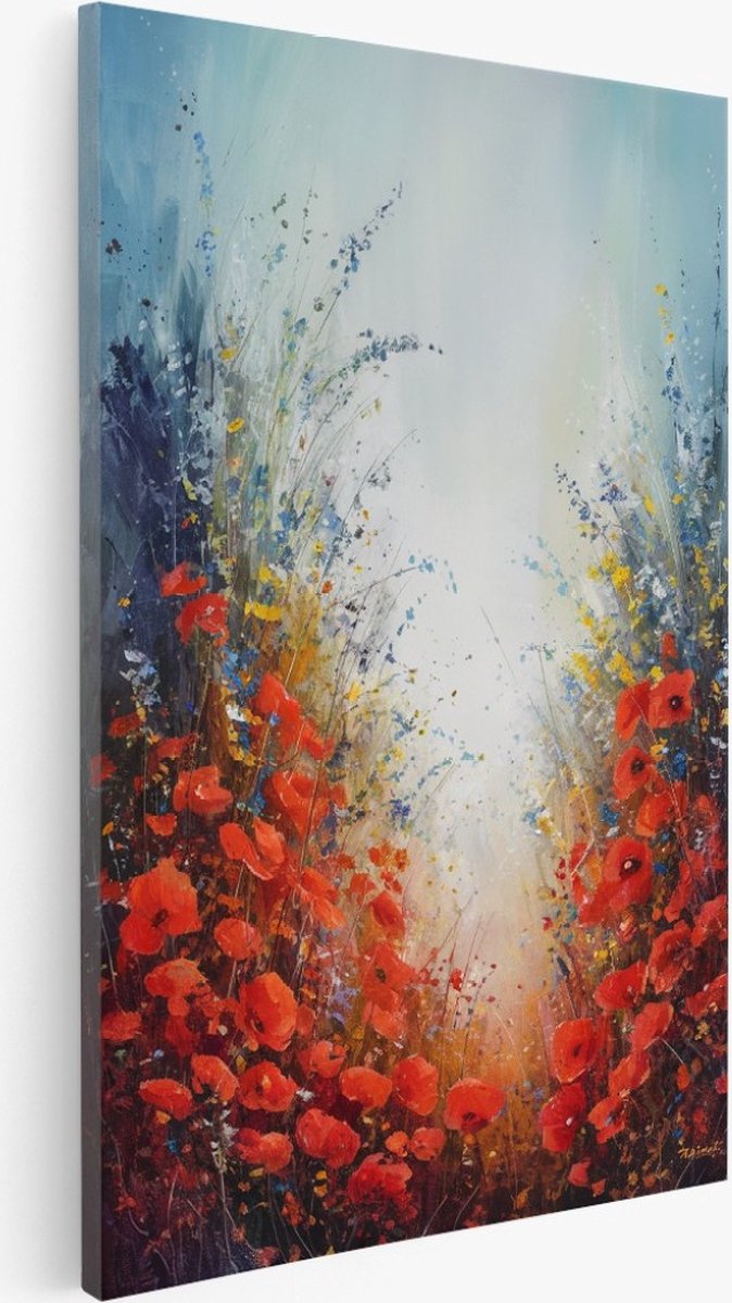 Saammp Canvas Schilderij - rode rozen - Abstract - Natuur - Bloemen - 60x90 - Foto op canvas - Wanddecoratie - Muurdecoratie Woonkamer - Kantoor Decoratie Multicolor