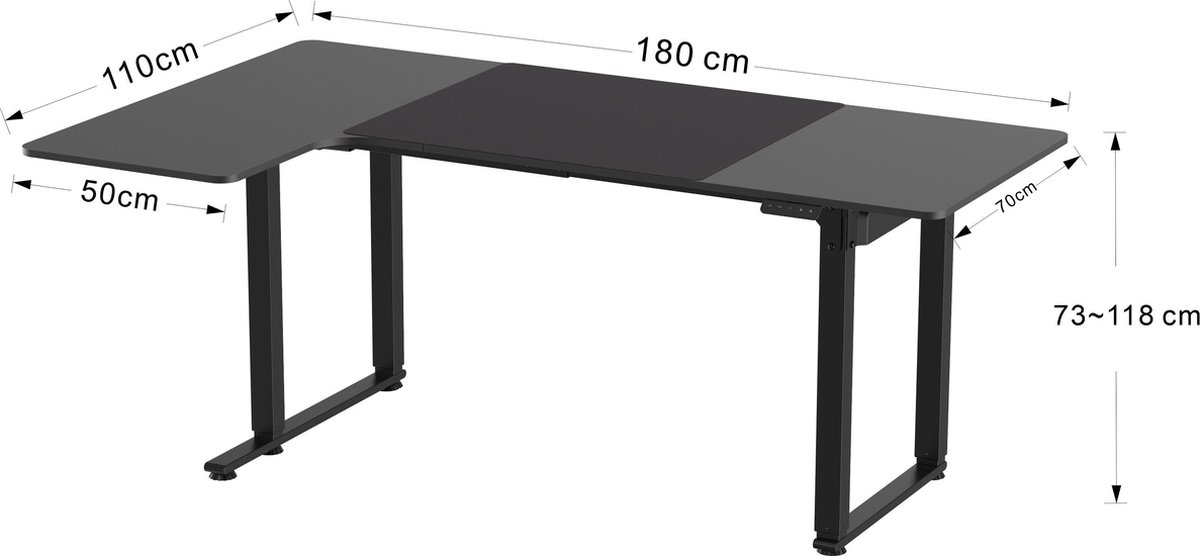 TheBestOf Furniture Bureau zit sta elektrisch hoogte verstelbaar- hoekbureau L vormig - game bureau