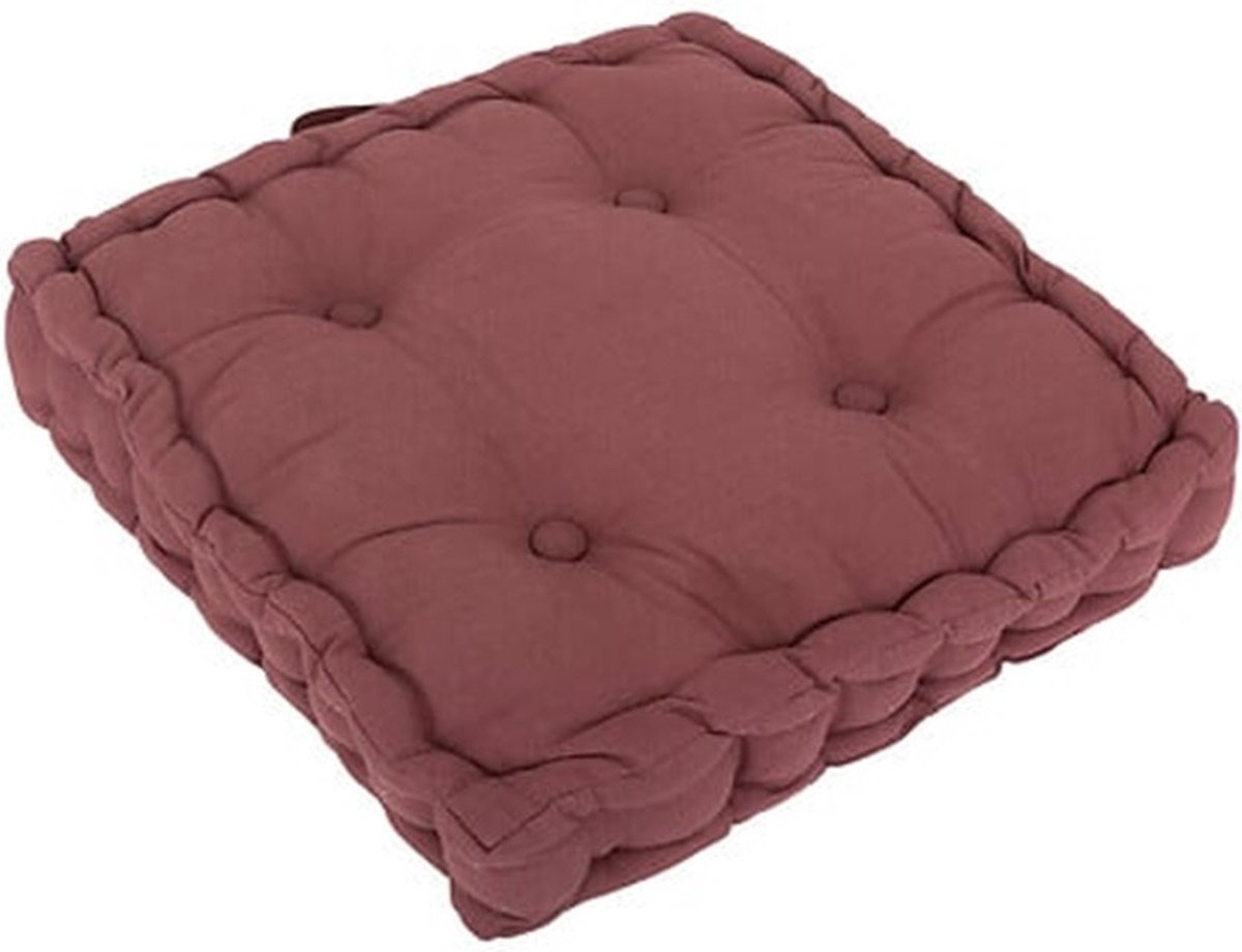 Atmosphera Vloerkussen Square - wijn rood - katoen - 38,5 x 38,5 x 8 cm - vierkant - Extra dik Bordeaux rood