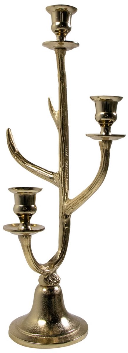 Mars & More Kaarsen Standaard gewei goud 3 h48cm Zilver