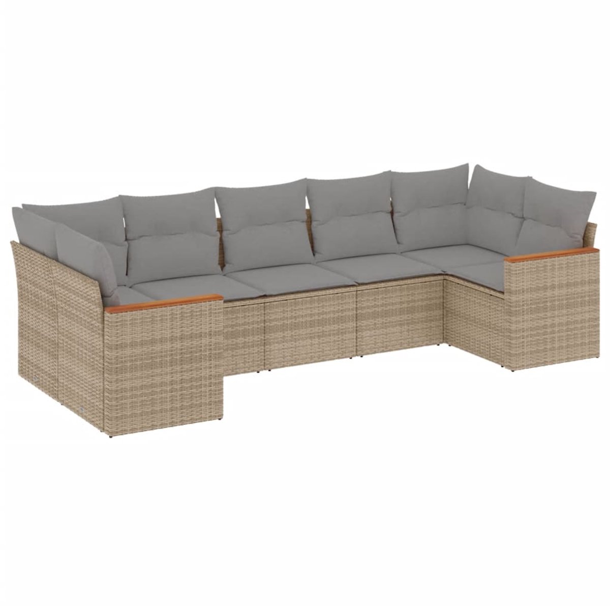 Poly rattan loungeset in beige met kussens, buitentuinmeubilair van The Living Store.
