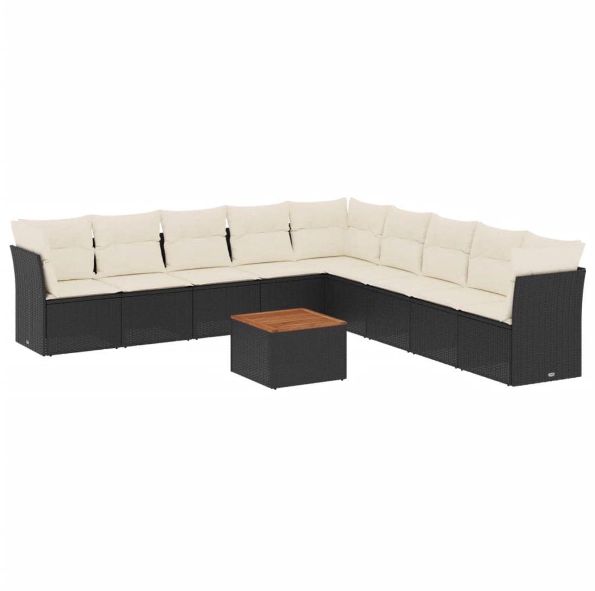 The Living Store zwarte poly rattan loungeset met kussens.