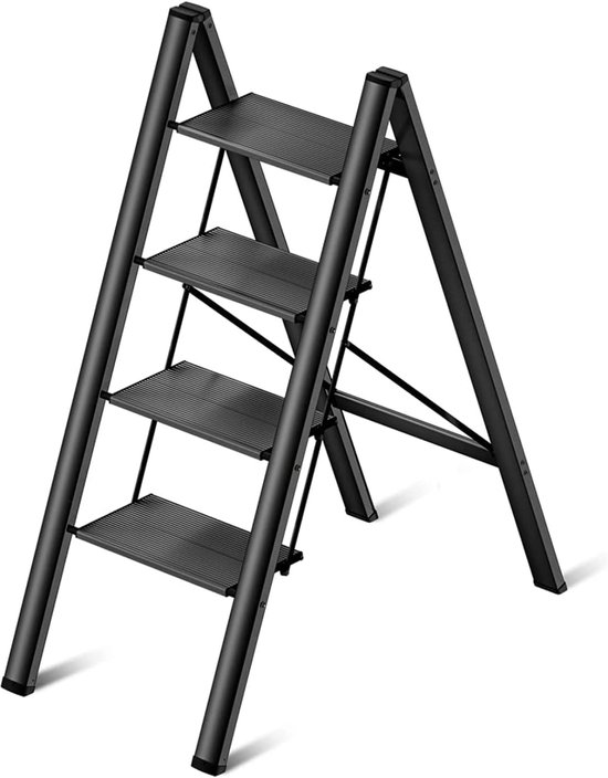 Stevige Aluminium Keukentrap met 3 treden - L - 43,5x62x61 cm