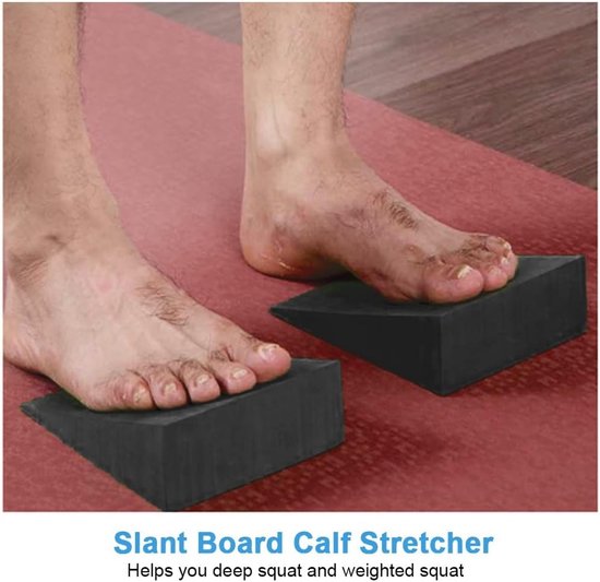 2 stuks yogablokken, wig voor yoga en pilates, antislip, kuitstrekker, yogamatten, krachtbeentrainer, slant board, mobilisatiewig voor kniebuigingen en deadlifts — afbeelding 4