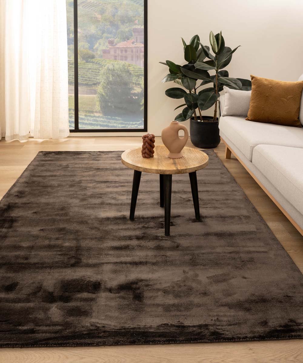 Viscose vloerkleed - Pearl donkerbruin 300x400 cm