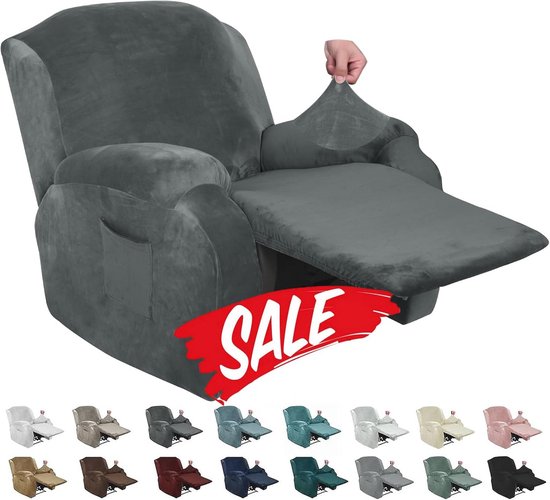Textilhome Relaxfauteuil Hoes TEIDE – Elastische Relaxstoel Hoes/Recliner Cover/Relax Chair Cover – Universele Rekbare Beschermhoes 70–100 cm – Wasbaar – Zwart