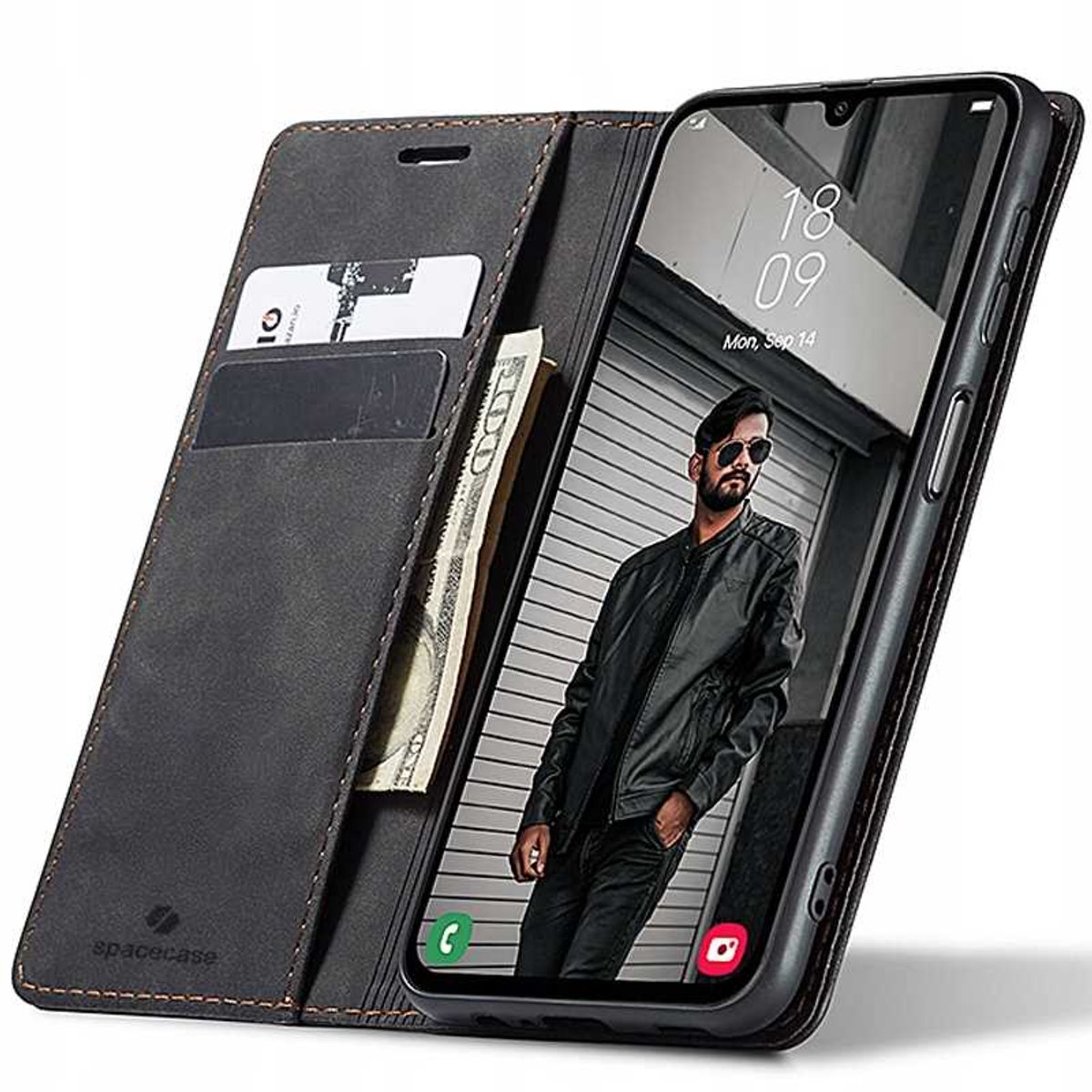 Spacecase Case Galaxy A15 4G 5G Sc Portefeuille Zwarte Case