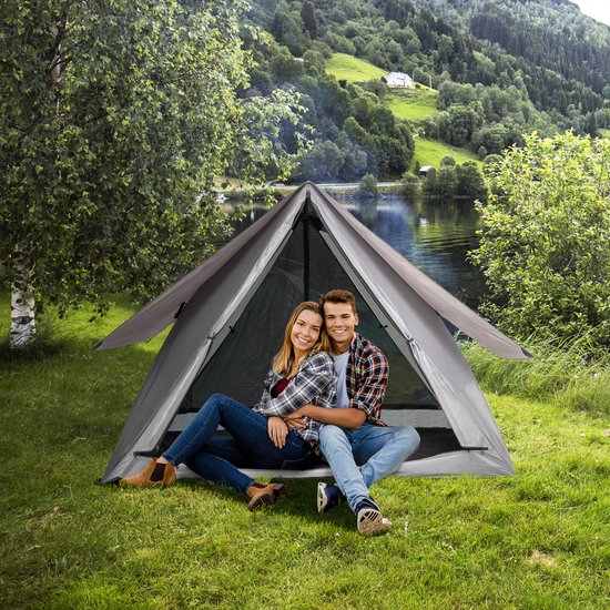 COSTWAY Pop-up tent voor 2-3 personen, 360 graden, eenzijdig doorzichtige familietent, campingtent met regenbescherming en grondzeil, waterdicht, voor trekking, kamperen van Costway — afbeelding 5