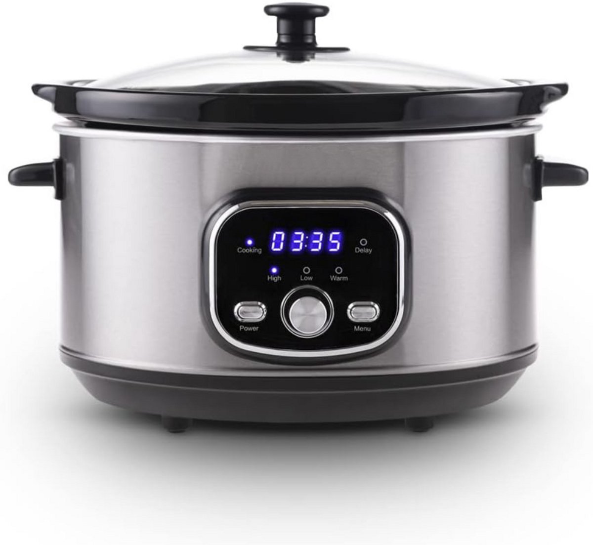 ApexArte® Slowcooker met Timer - Keramische Binnenpan - Hotpot - Zilver