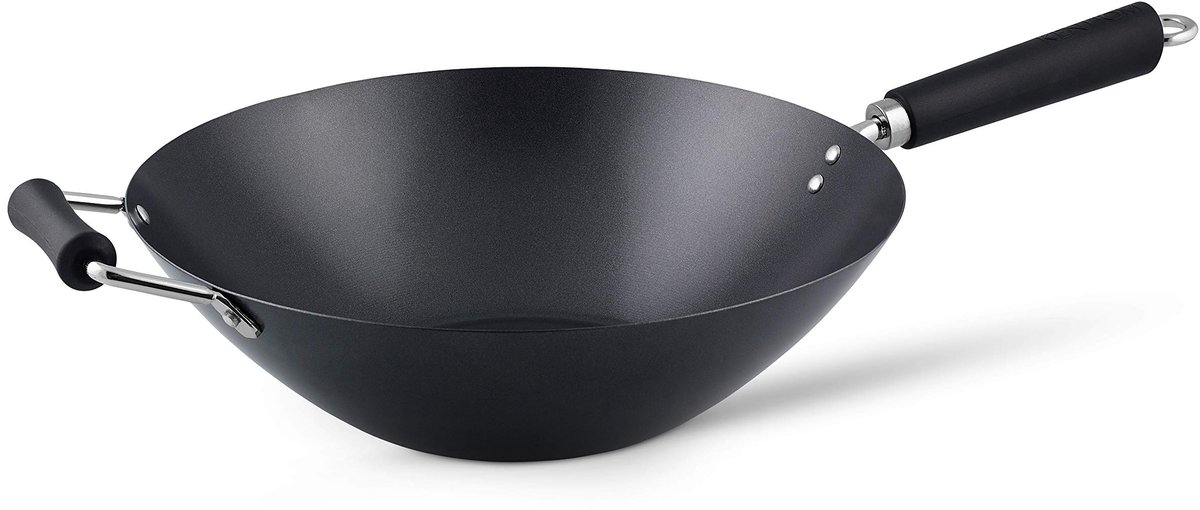 My Ninki ® Uitgebreide Wokpan van 35 cm met Antiaanbaklaag en Hittebestendige Handgreep voor Inductiekoken