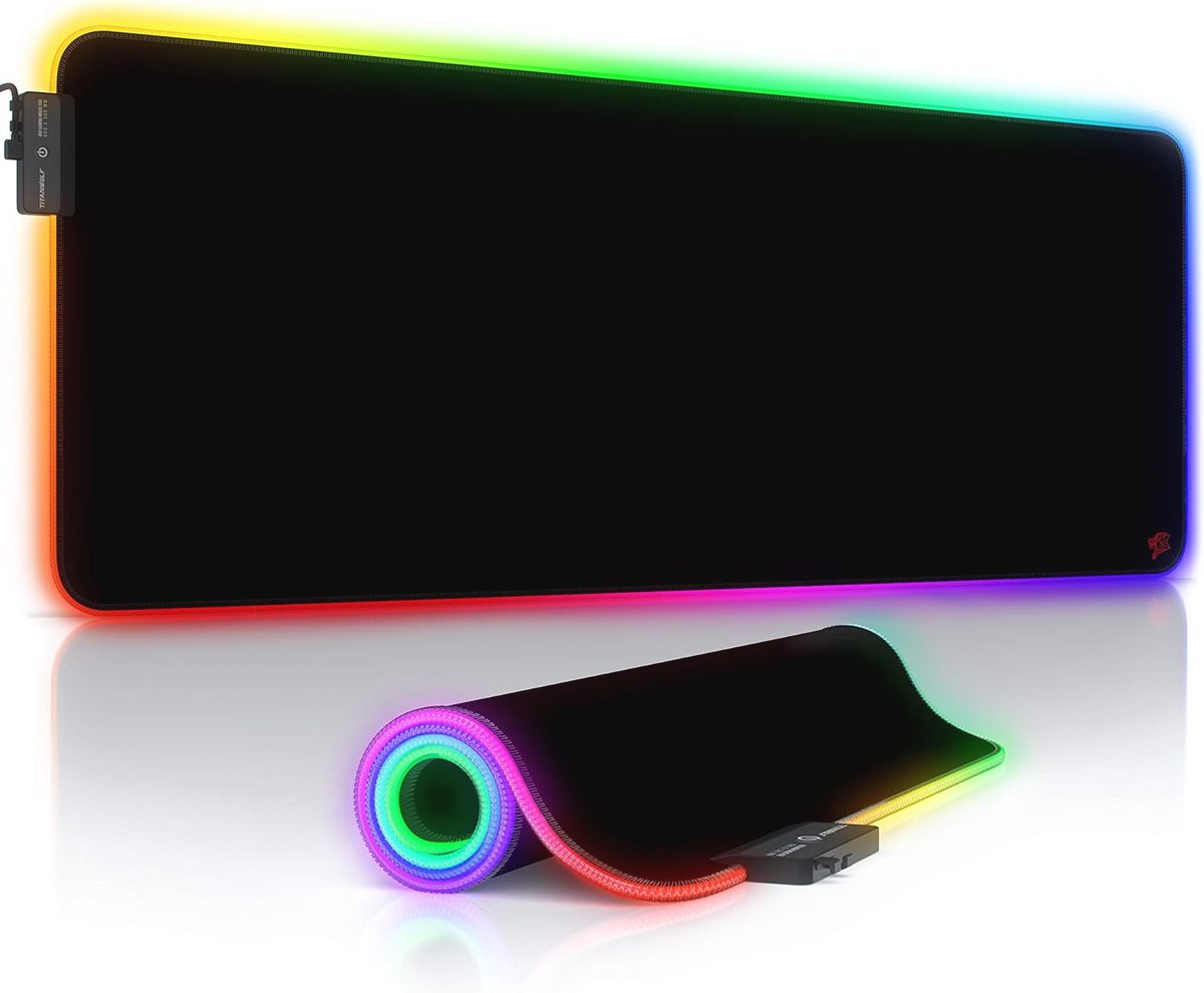 RGB Gaming Muismat XXL - LED Bureauonderlegger 800x300 mm - Multi Color Verlichting - 11 Effecten - Afwasbaar