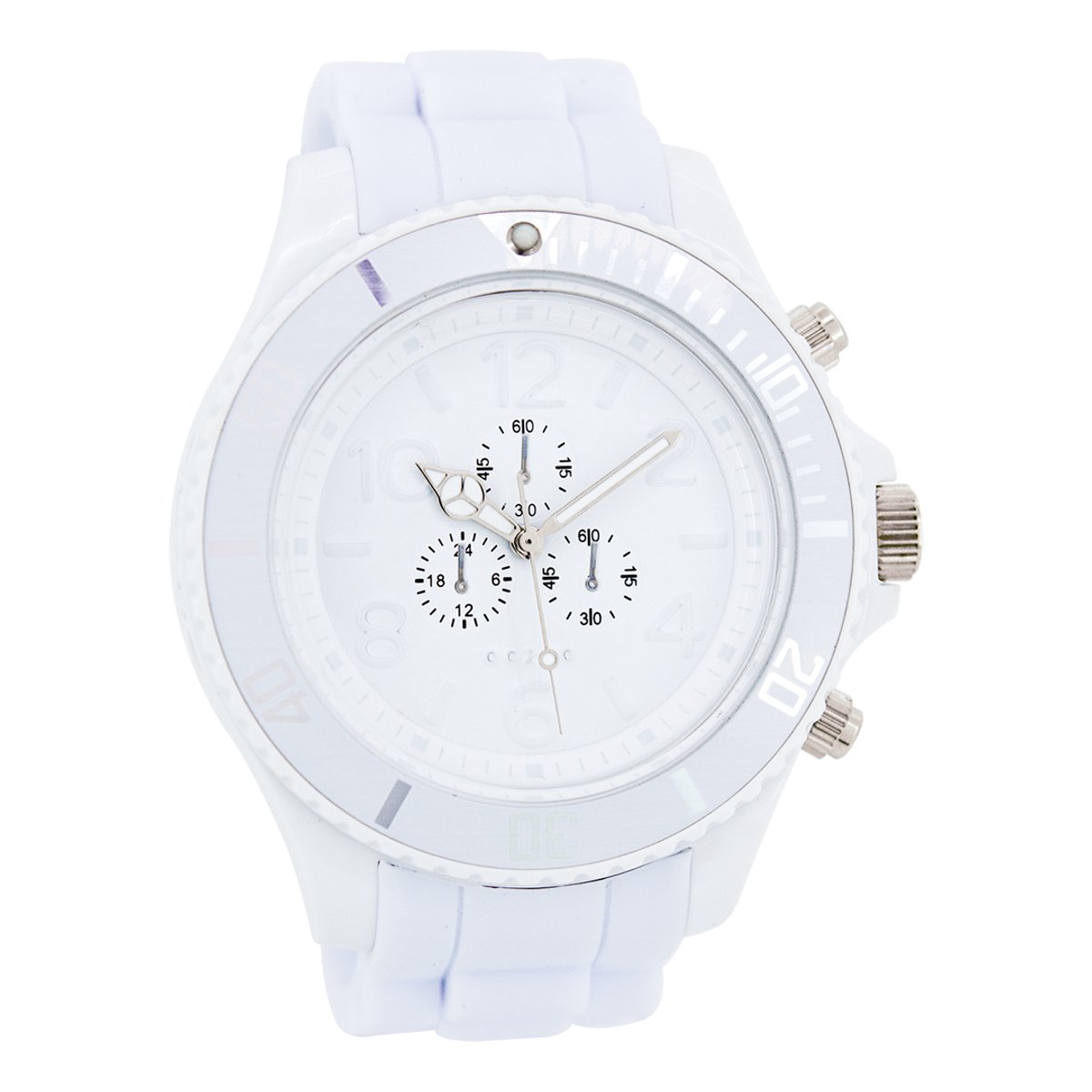 OOZOO Timepieces - Witte horloge met witte rubber band - C4822