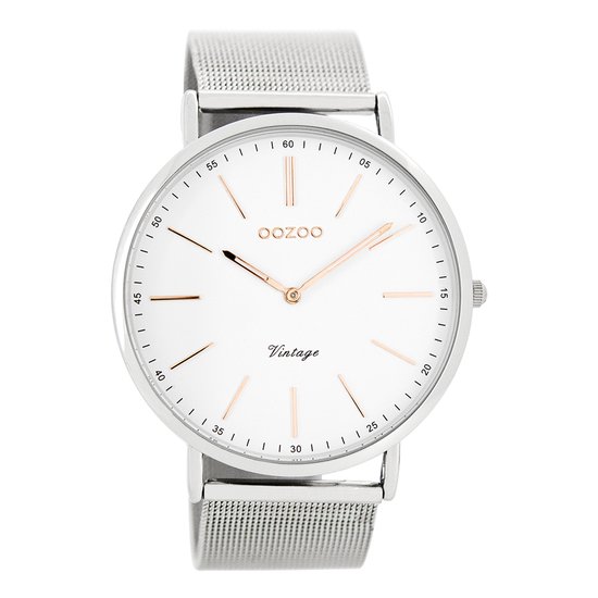 Montres OOZOO - Montre argentée avec bracelet en maille métallique argentée - C7381