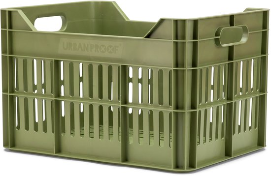 Foto: Urban proof click fietskrat 30 liter gerecycled kunststof olive green