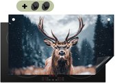 KitchenYeah® Protection plaque induction 90x55 cm - Cerf - Hiver - Tête de cerf - Neige - Bois - Protege plaque de cuisson - Couvre plaque induction - Protecteur d'induction - Cuisine