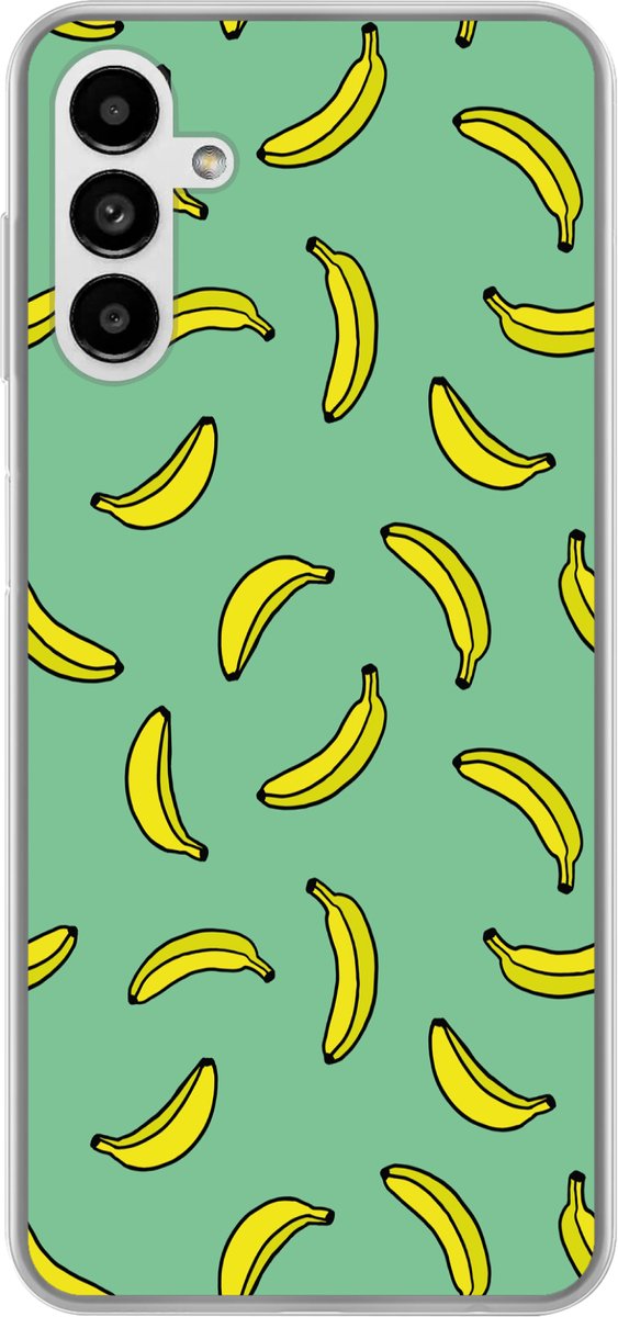 Telefoonhoesje Geschikt voor Samsung Galaxy A04s hoesje - Bananen - Geel - Groen - Print - Siliconen Telefoonhoesje Telefoonhoesje