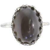 Behave - Ring - Bague argentée avec pierre noire anthracite - Élégance mystique et chic gothique