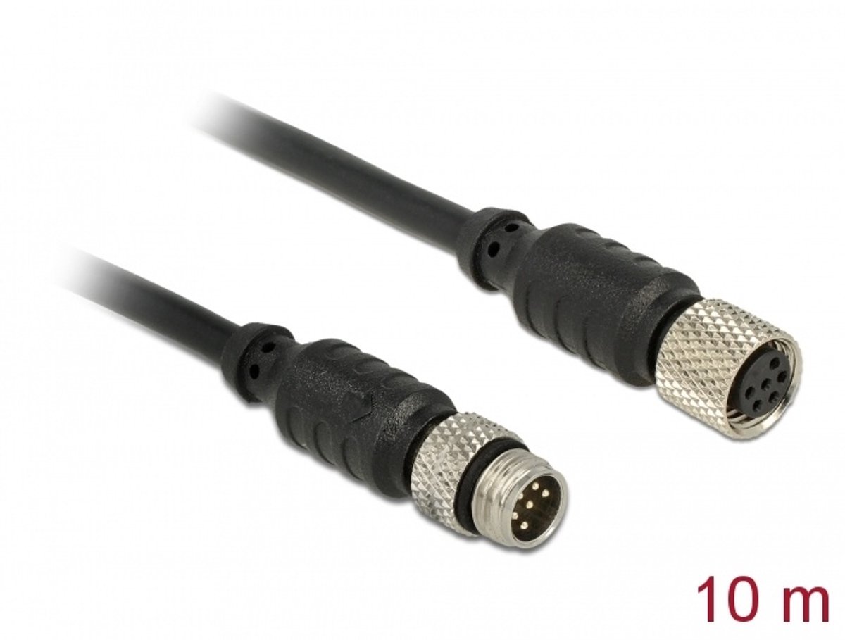 Delock M8 sensor / actuator extension cable M8 6 Pin male to M8 6 Pin female waterproof 10 m