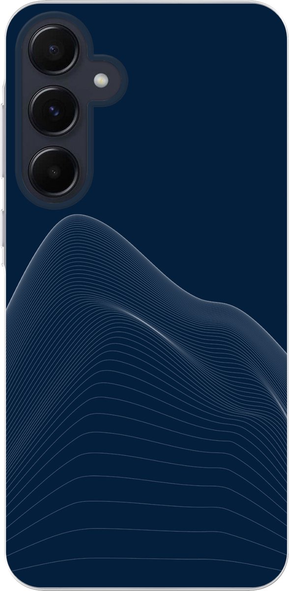 Telefoonhoesje Geschikt voor Samsung Galaxy A55 hoesje - Lijnen - Abstract - Blauw - Wit - Siliconen Telefoonhoesje Telefoonhoesje