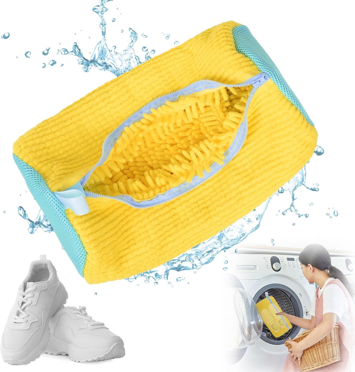Goedkoopste Waszak - Wasnet Voor Schoenen - Herbruikbaar - Waszak Voor Schoenen - Schoenen Waszak - 39 x 19 Cm - Netje Anti-Vervorming - Delicaat Wasgoed - Schoen Wassen - Schoenenwaszak - Wasgoed - Wasmachine - Schoenen / Sneakers - Met Rits En Hangende Ring