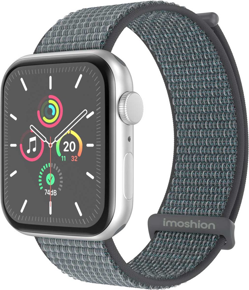 iMoshion Nylon⁺ bandje geschikt geschikt voor Apple Watch Series 1 / 2 / 3 / 4 / 5 / 6 / 7 / 8 / 9 / SE - 38 / 40 / 41 mm - Ash Green