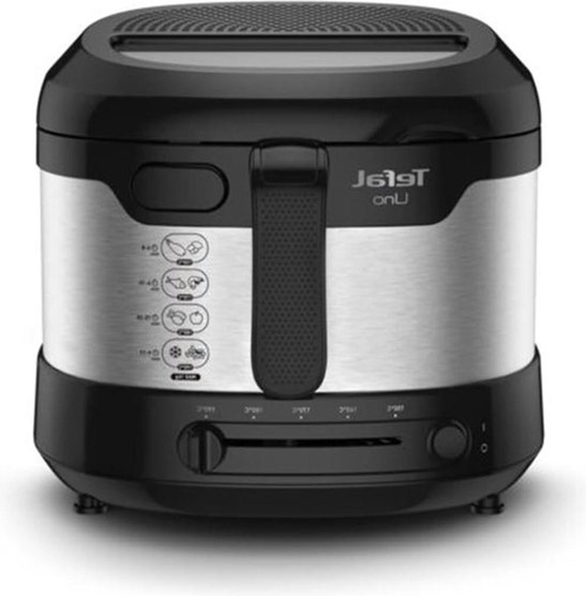 Friteuse 1600 Watt Capaciteit 1 kg Instelbare Thermostaat Kijkvenster Roestvrij Staal Zwart Uno M FF215D