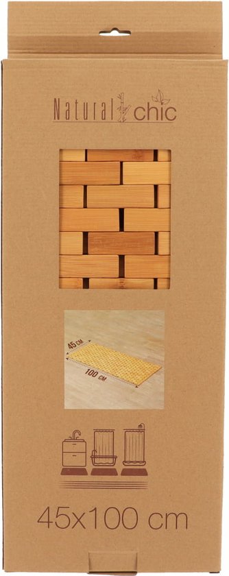 Tendance Badmat - bamboe - beige - antislip - L100 x B45 cm - douchemat - saunamat - hout