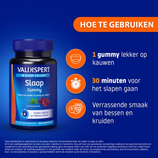 Valdispert Slaap Gummy - Citroenmelisse helpt te ontspannen en sneller in slaap te vallen* - 45 gummies