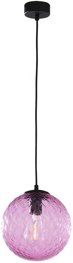 Art deco hanglamp messing met roze glas 20 cm - Pallon