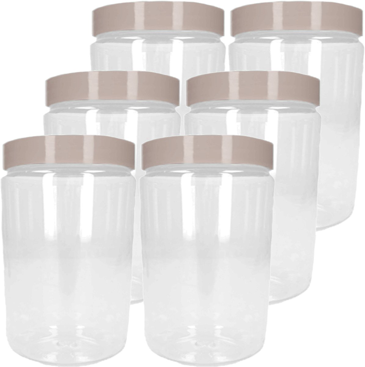 PlasticForte Voorraadpot/bewaarpot - 6x - 1L - kunststof - beige - B10 x H17 cm