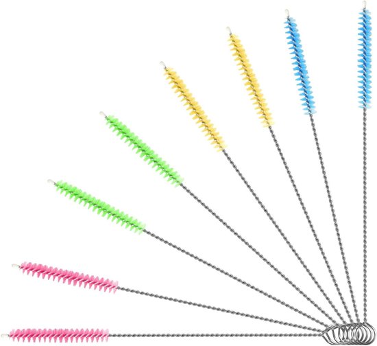 Set Van 12 Reinigingsborstels Voor Koffiemachines, Rietjesborstels, Flessenborstels, Melkbuizenborstels, Multifunctionele Reinigingsborstels Zwart