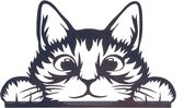 Metalen Kiekeboe Kat | Wanddecoratie Kat | Metaal | 20cm | H - zwart - kat - poes - kado