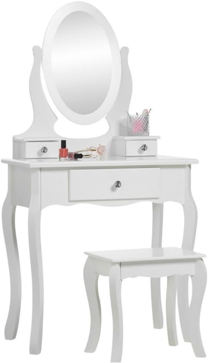 ApexArte® Make Up Tafel met Spiegel - Kaptafel - Voor Vrouwen & Meisjes - Wit