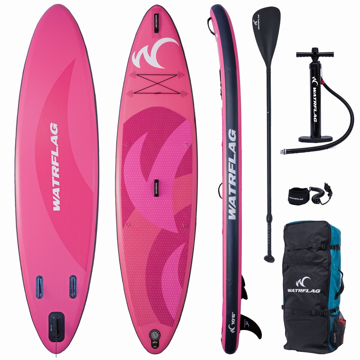 Watrflag Glide-Pink SUP Board 10'6'' Set - 320 cm - Allround Opblaasbaar Stand Up Paddle Board met peddel, pomp en rugzak
