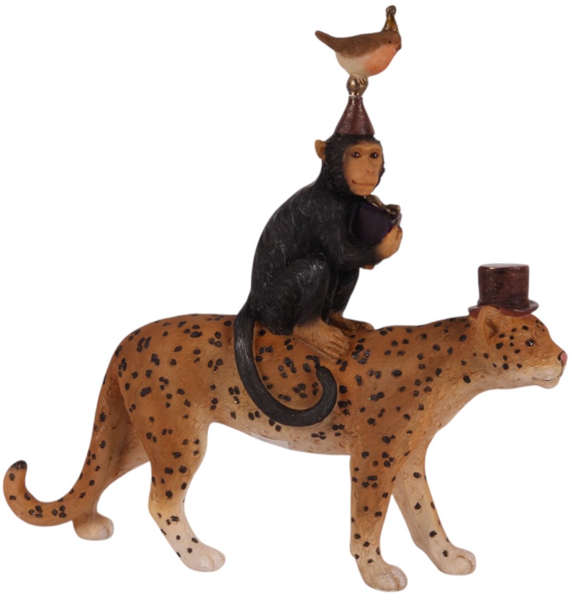 Baroque - Decoratief beeld of figuur - Leopard & friends resin 22 cm - 22x23x5 - Polyresin