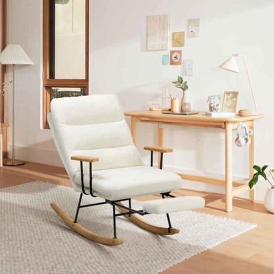 Schommelstoel met voetensteun - wit - Stoelen kopen? | Korting tot 49