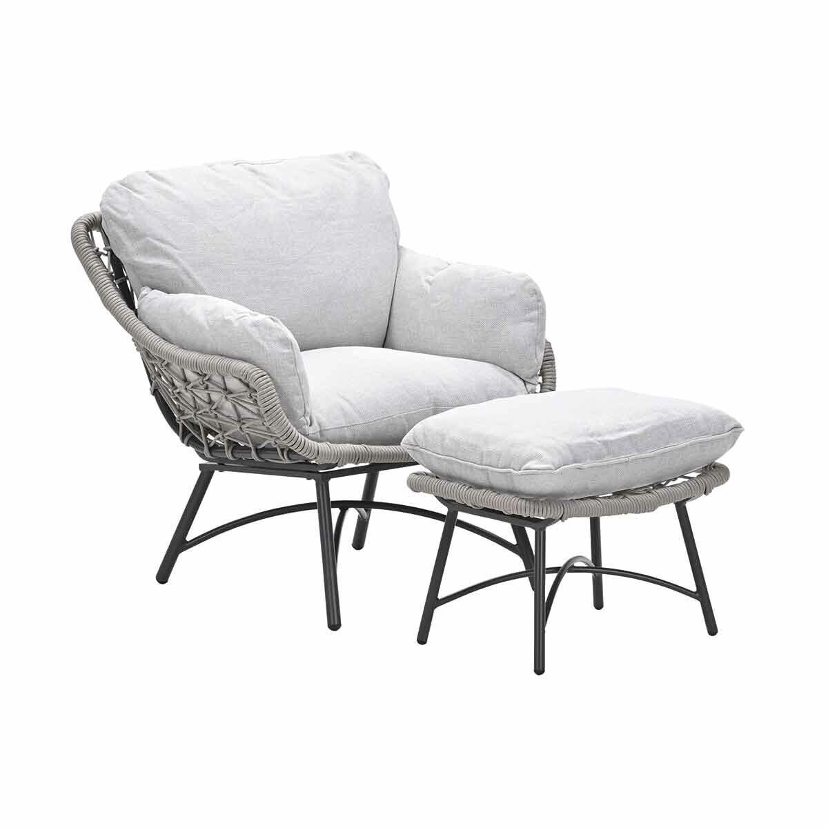 Garden Impressions Selene loungestoel incl voetenbank - rope taupe
