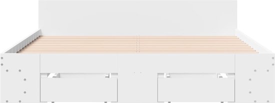 Cadre de lit vidaXL avec tiroirs en bois blanc 160 x 200 cm