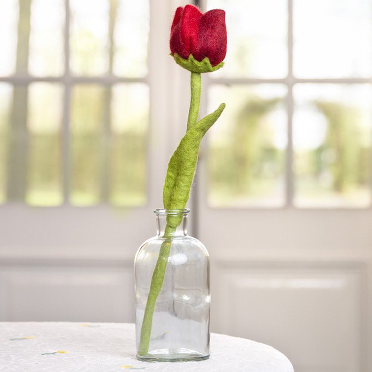 Vilt Bloem - Tulp Robin Rood - 40cm - Fairtrade Homedecoratie