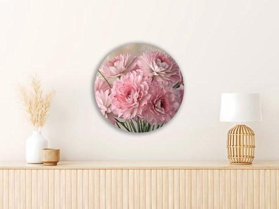 Saammp Muurcirkel Hout - Roze - Bos Bloemen - Abstract - Natuur - Ø 80 - Wandcirkel - Wanddecoratie Cirkel - Muurdecoratie Woonkamer - Kantoor Decoratie