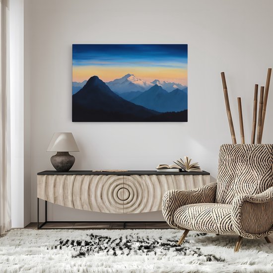 Tableau sur toile Saammp - Sommets de montagne - Nature - Paysage - 120x80 - Photo sur toile - Décoration murale - Décoration murale Salon - Décoration chambre - Impression sur toile