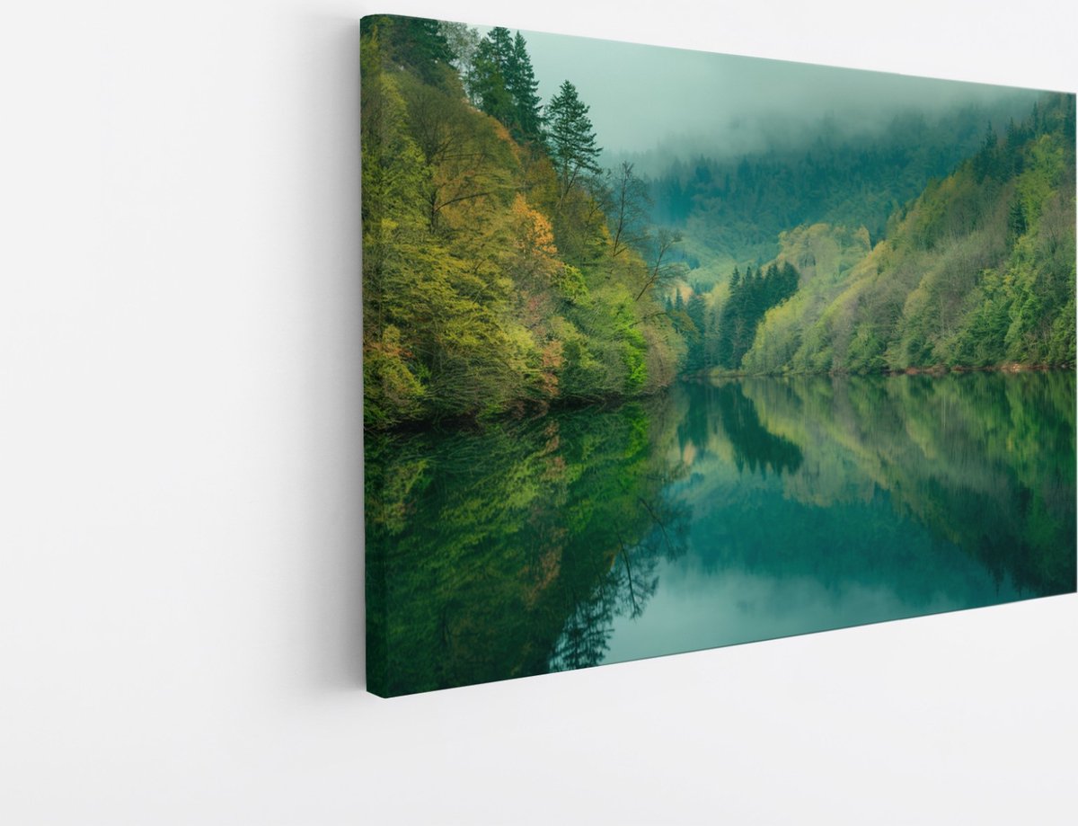Saammp Canvas Schilderij - Noorwegen - Zonsondergang - Landschap - Natuur - 30x20 - Foto op canvas - Wanddecoratie - Muurdecoratie Woonkamer - Slaapkamer decoratie - Canvas Print Multicolor