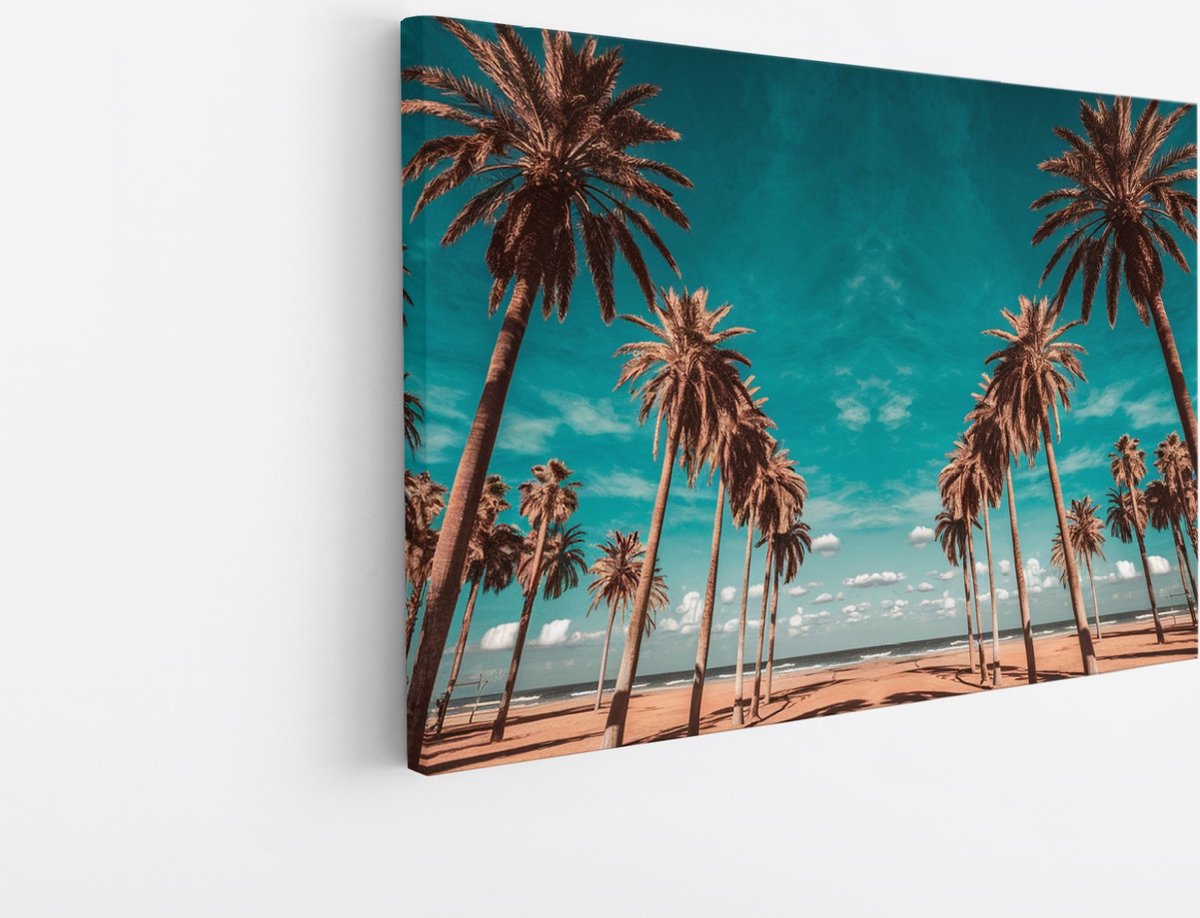 Saammp Canvas Schilderij - Palmbomen aan zee - Landschap - Natuur - 40x30 - Foto op canvas - Wanddecoratie - Muurdecoratie Woonkamer - Slaapkamer decoratie - Canvas Print Multicolor