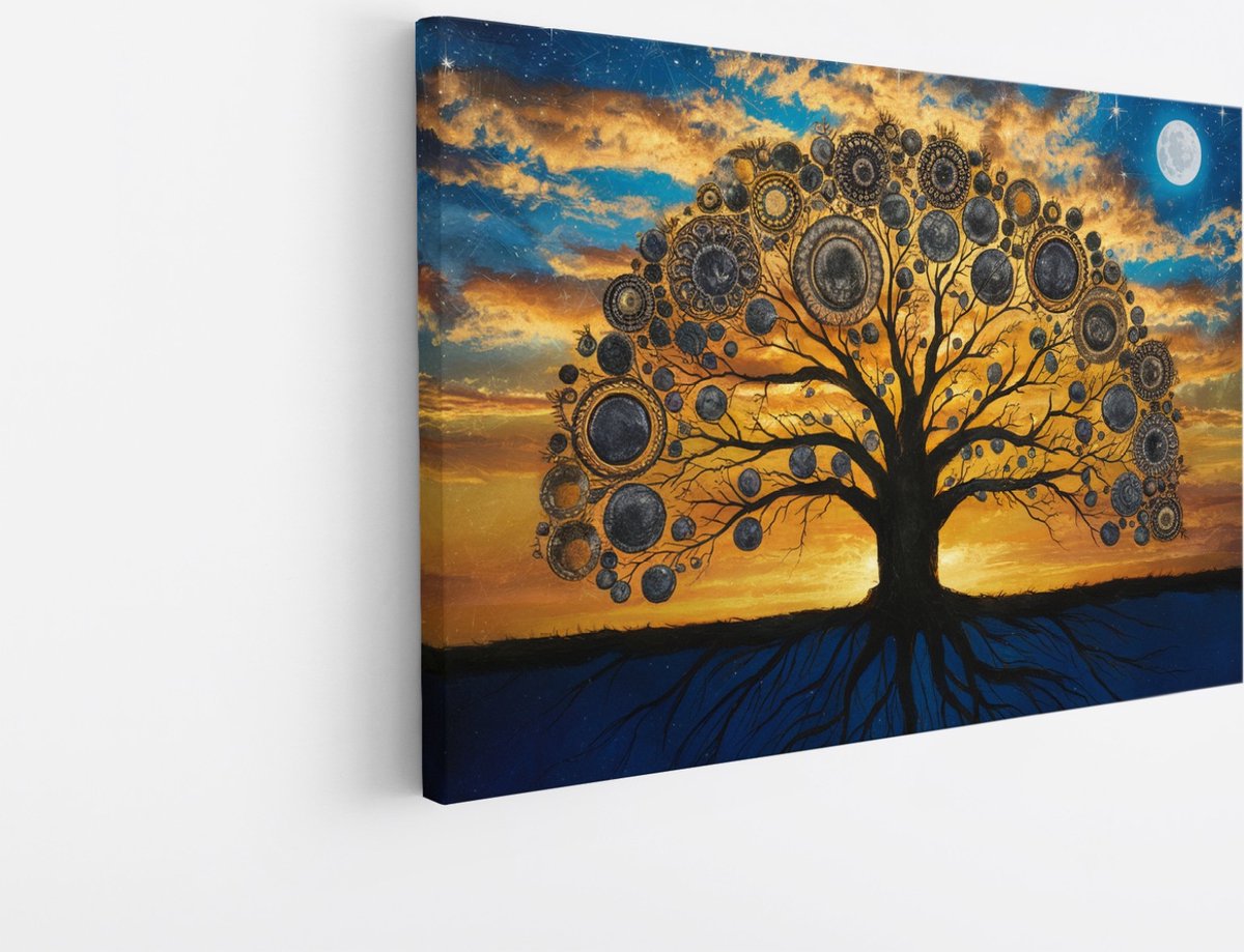 Saammp Canvas Schilderij - Spirutuele boom - Landschap - Natuur - 60x40 - Foto op canvas - Wanddecoratie - Muurdecoratie Woonkamer - Slaapkamer decoratie - Canvas Print Multicolor