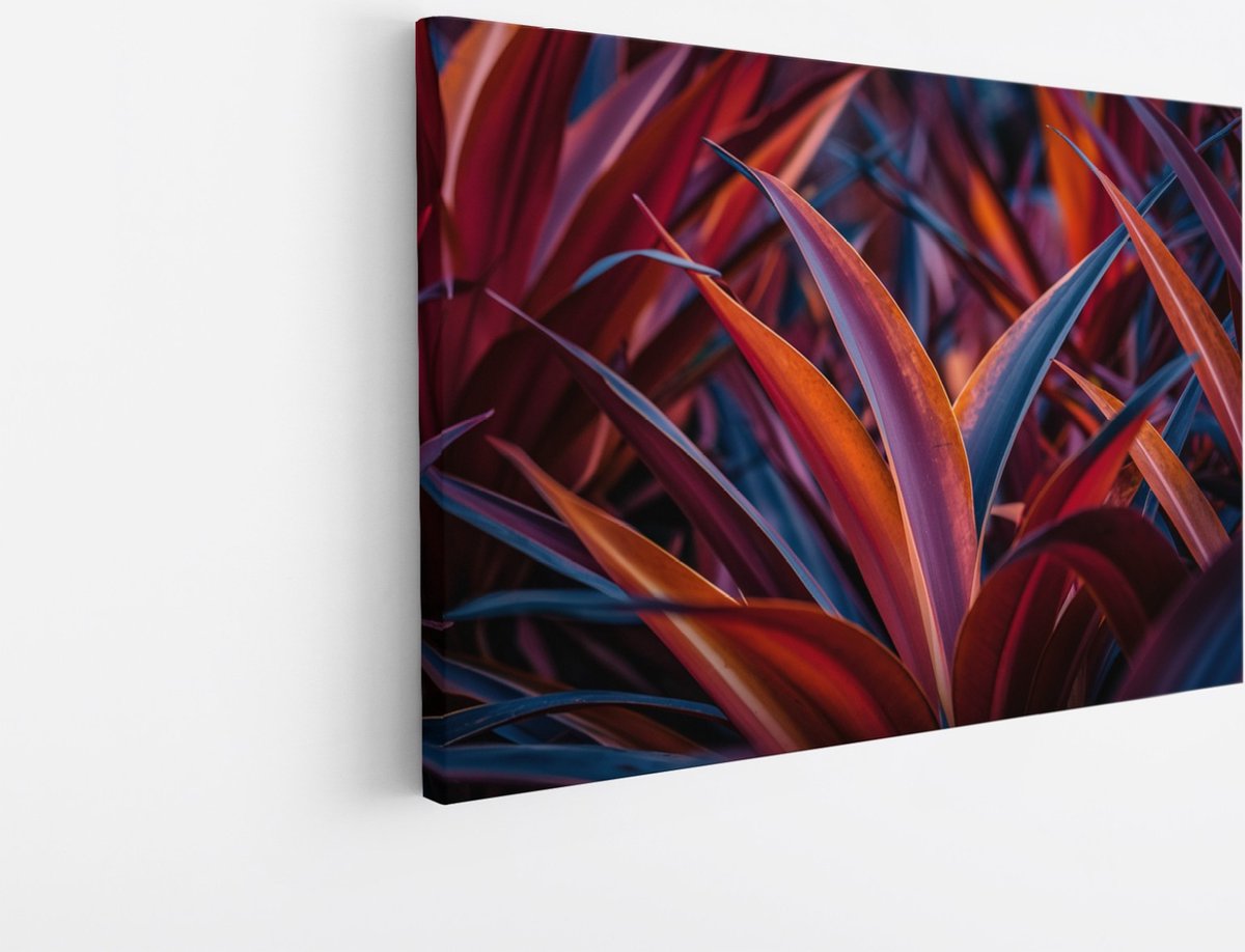 Saammp Canvas Schilderij - Abstracte Kleurrijke Bladeren - Modern - Abstract - 90x60 - Foto op canvas - Wanddecoratie - Muurdecoratie Woonkamer - Kantoor Decoratie Multicolor