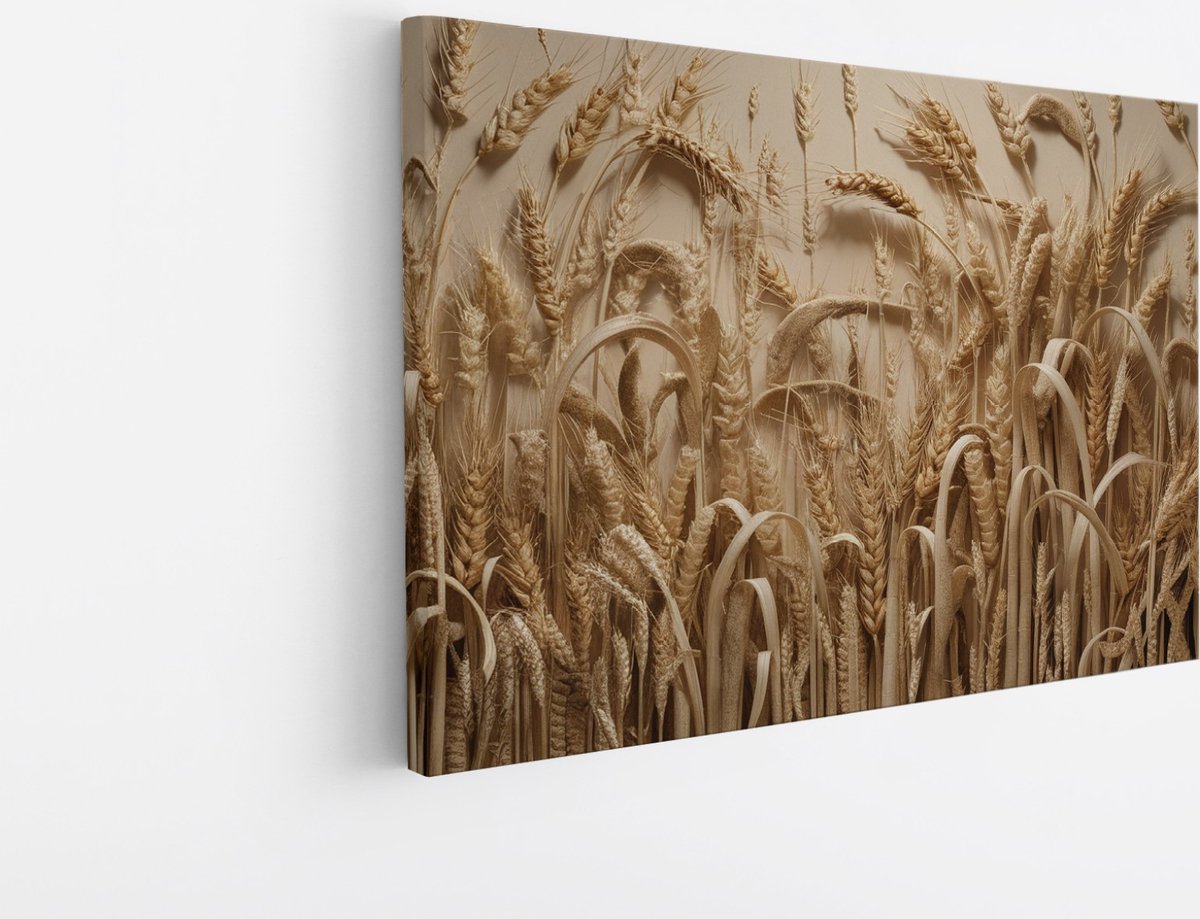 Saammp Canvas Schilderij - Graan - Bloemen - Natuur - 50x40 - Foto op canvas - Wanddecoratie - Muurdecoratie Woonkamer - Kantoor Decoratie Multicolor