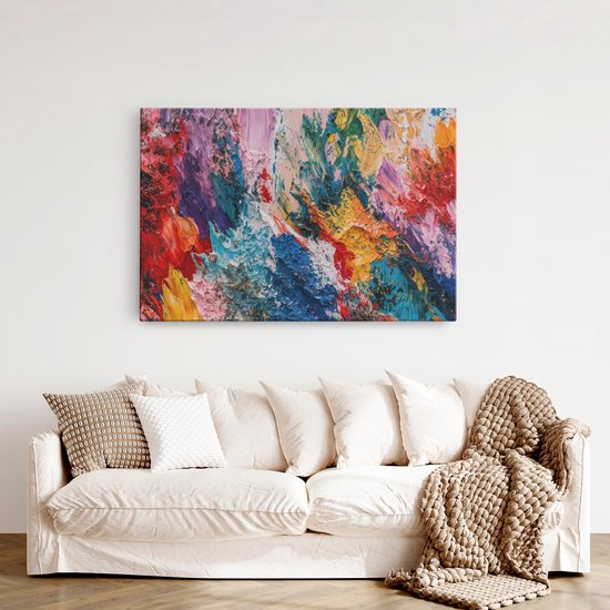 Saammp Canvas Schilderij - Explosie van kleuren - Abstract - 120x80 - Foto op canvas - Wanddecoratie - Muurdecoratie Woonkamer - Slaapkamer decoratie - Canvas Print